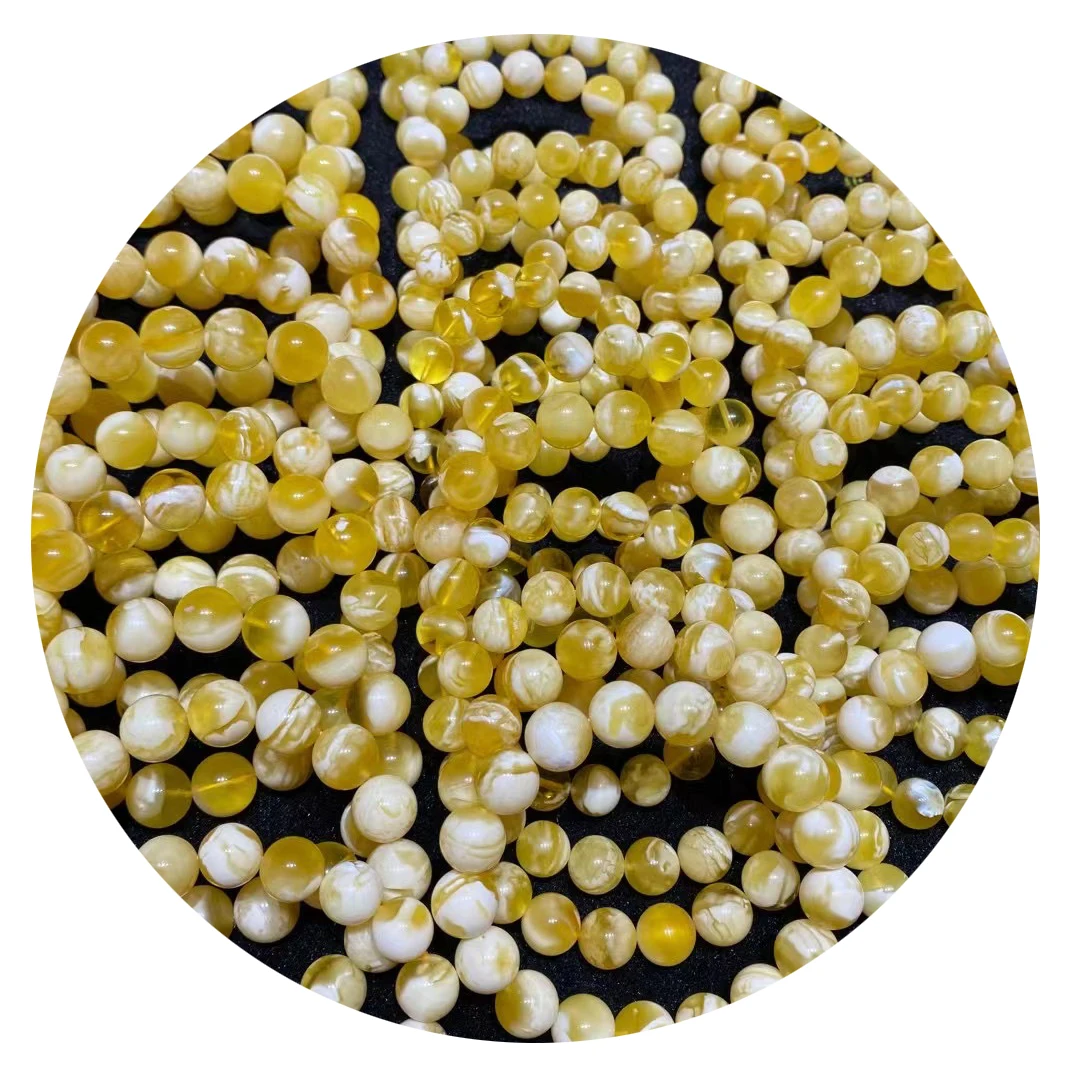 

factory outlet natural natural Baltic amber High quality Russian Amber Beads The diameter of white amber bead is 10-15mm, 100% natural color