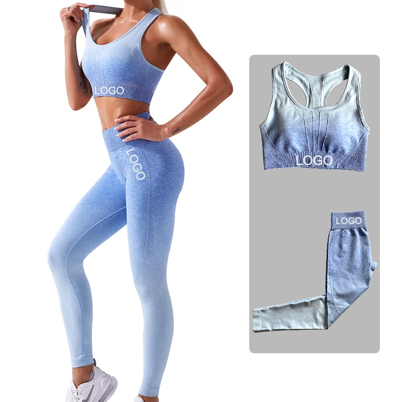 

New Seamless Yoga Set Gym Fitness Workout Sports Suits 2 Pieces Sports Bra and Leggings Set