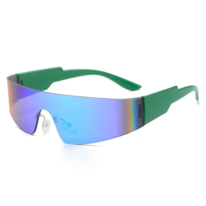 

20930 Wholesale UV400 Rimless Y2K Sunglasses Women Men Oversized Fashion Wrap Around Frameless Sun Glasses Mirror