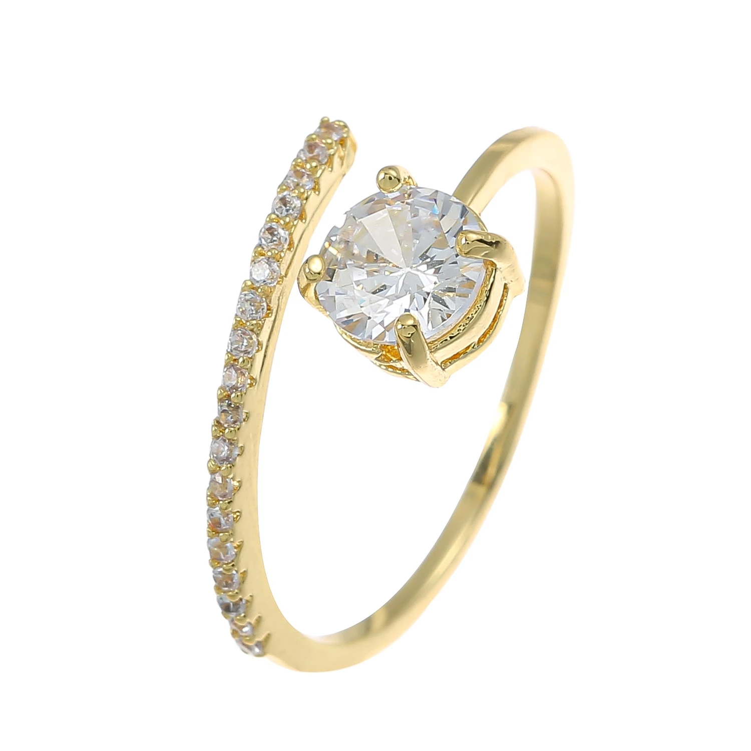 

New Three Colors Adjustable Rings Claw Setting Round Gold Engagement Ring Anniversary Gifts