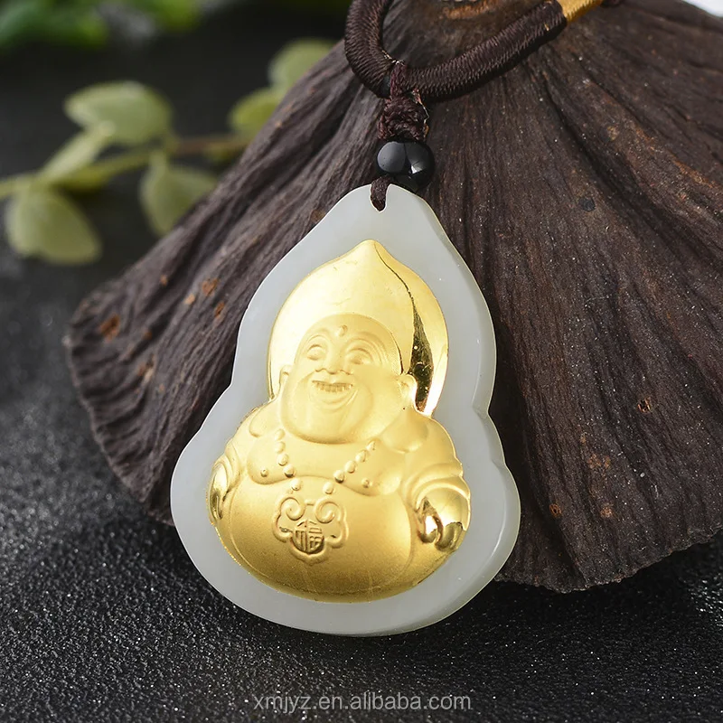 

Gold Inlaid With Jade 4D Hetian Jade Pure Gold Inlaid With Tip Flame Guanyin Buddha Men And Women Pendant Manufacturer Wholesale