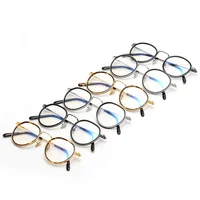 

Retro design round black acetate with titanium arm optical frame glasses