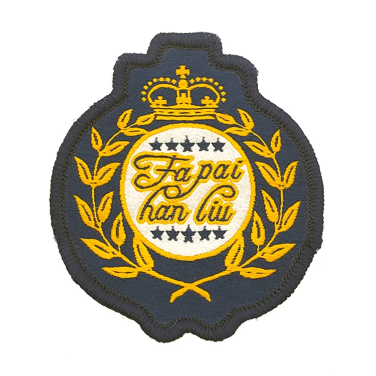 

Custom Maintain Law And Order Logo Soldier Gold Line Large Iron On Embroidery Patches For Uniform, Customer design picture