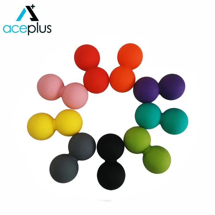 

Drop Shipping Food Grade Silicone Double Lacrosse Massage Ball Peanut Massage Ball, Black red purple pink green blue