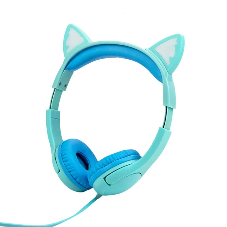 

Kids Headset Lightweight 3.5mm Wired RGB three-color LED lighting Children Learning Luminous Cat Ear Headset