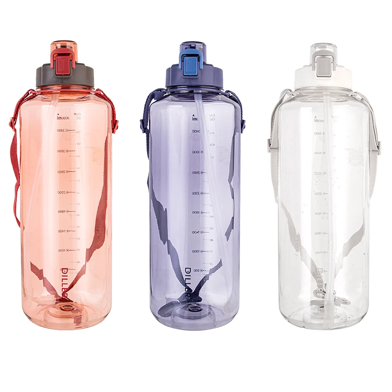 

Custom Logo Tritan Water Bottle With Adjustable Strap Big Capacity Plastic Gallon Water Bottle, Blue/white/red