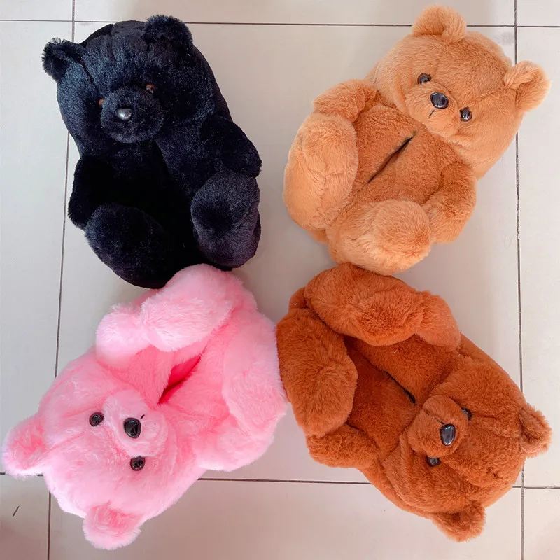 

2021 Cheap teddy bear Slippers brown Indoor Lady Shoe Women House Slipper Plush For Girls teddt bear slippers, As picture
