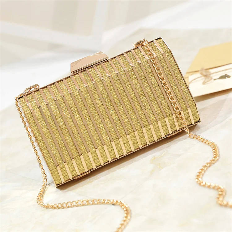 

New Arrival Metal Pu Leather Lady Clutch Bag Shoulder Crossbody Bag Chain Evening Bags, 4 colors