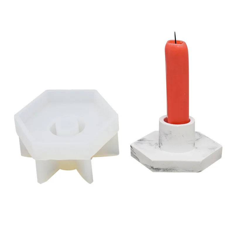 

DIY Hexagonal Pole Marble Pattern Road Long Pole Candle Holder Aromatherapy Candle Plaster Candle Holder Silicone Mold Supplies