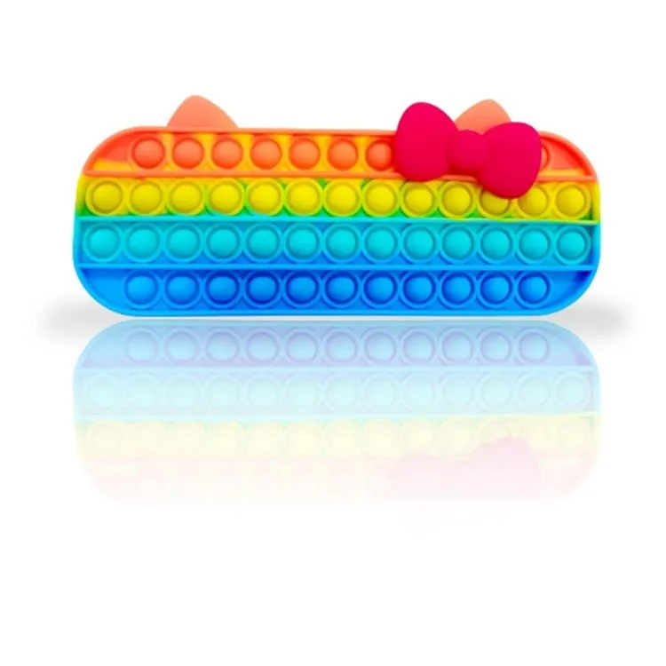 

Amazon Hot Selling Silicone Popping Pencil Case Fidget Compressive Popper Pencil Case Pop up push Pencil Case, Colorful