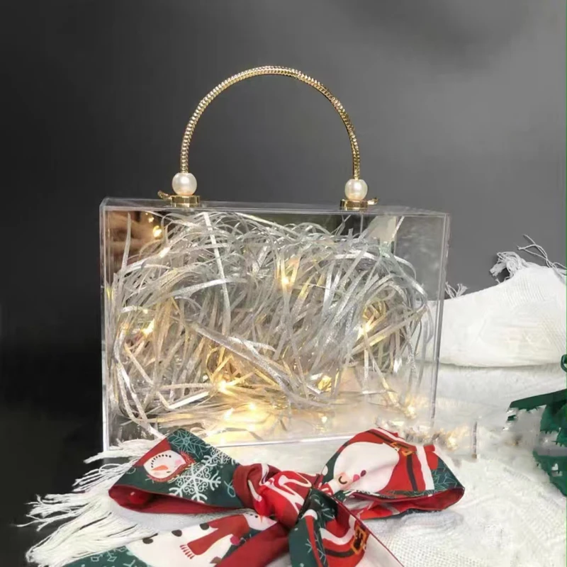 Light Luxury Detachable Rectangle Acrylic Gift Box Clear Christmas Wedding Candy Display Case
