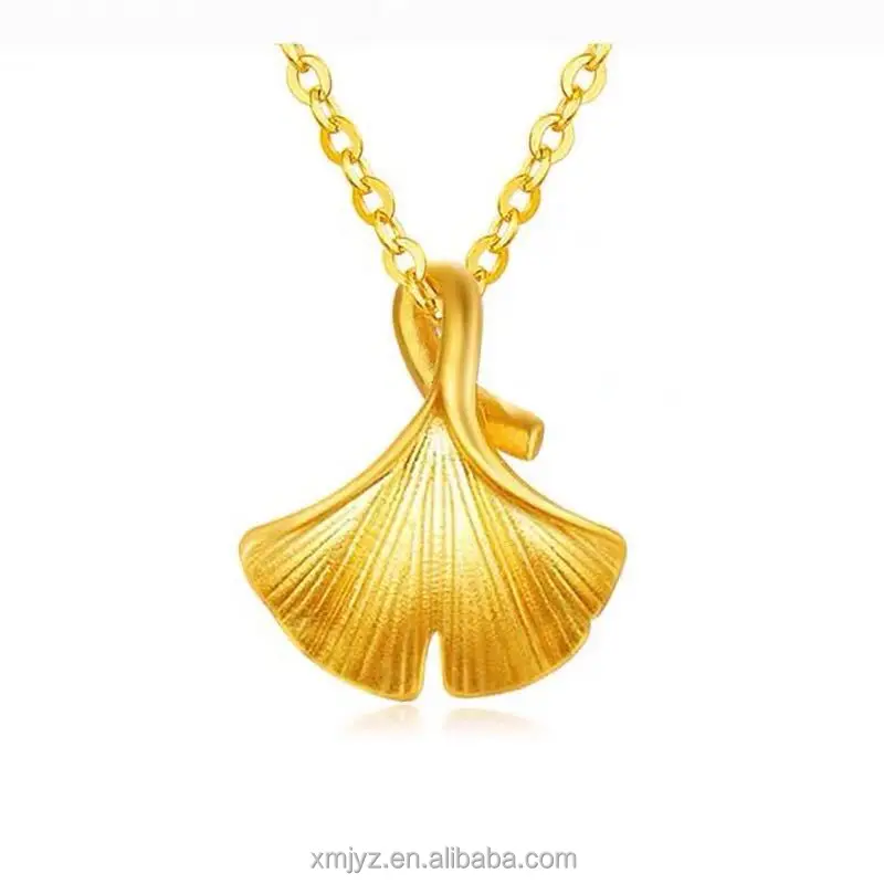 

3D Hard Gold Gold 999 Full Gold Ginkgo Leaf Pendant Clavicle Necklace Female Live Streaming Explosive Supply Chain Delivery