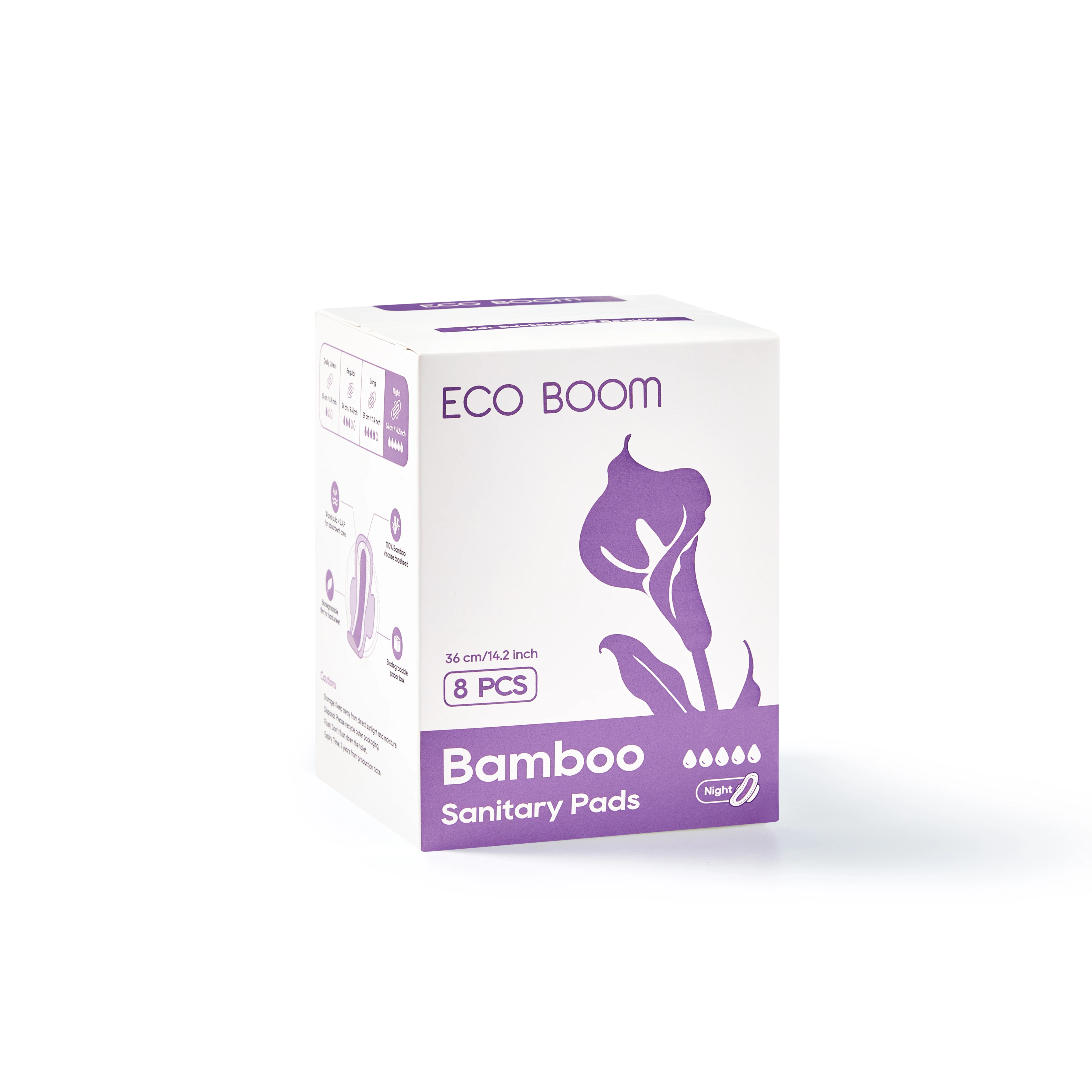 ECO BOOM Free Sample Custom Used Flushable Panty Liner Disposable Organic Period Menstrual Sanitary Pad for Women