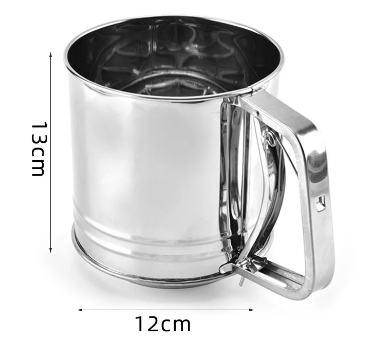 

Good Quality Flour Sifter Stainless Steel Large Sifter for Baking and Powdered Sugar Flour Sieve 4 Cup, Stainless steel color