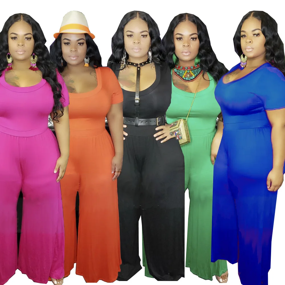 

Summer Wholesale xxxxl Women Plus size Clothing Solid Color 1 2 3 4 5xl Casual Ladies worker dress Jumpsuit For Female, As picture or customized make