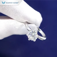 

Tianyu latest knife edge 6 prongs silver ring 925 sterling gold plated 18k 1.0 ct diamond moissanite rings