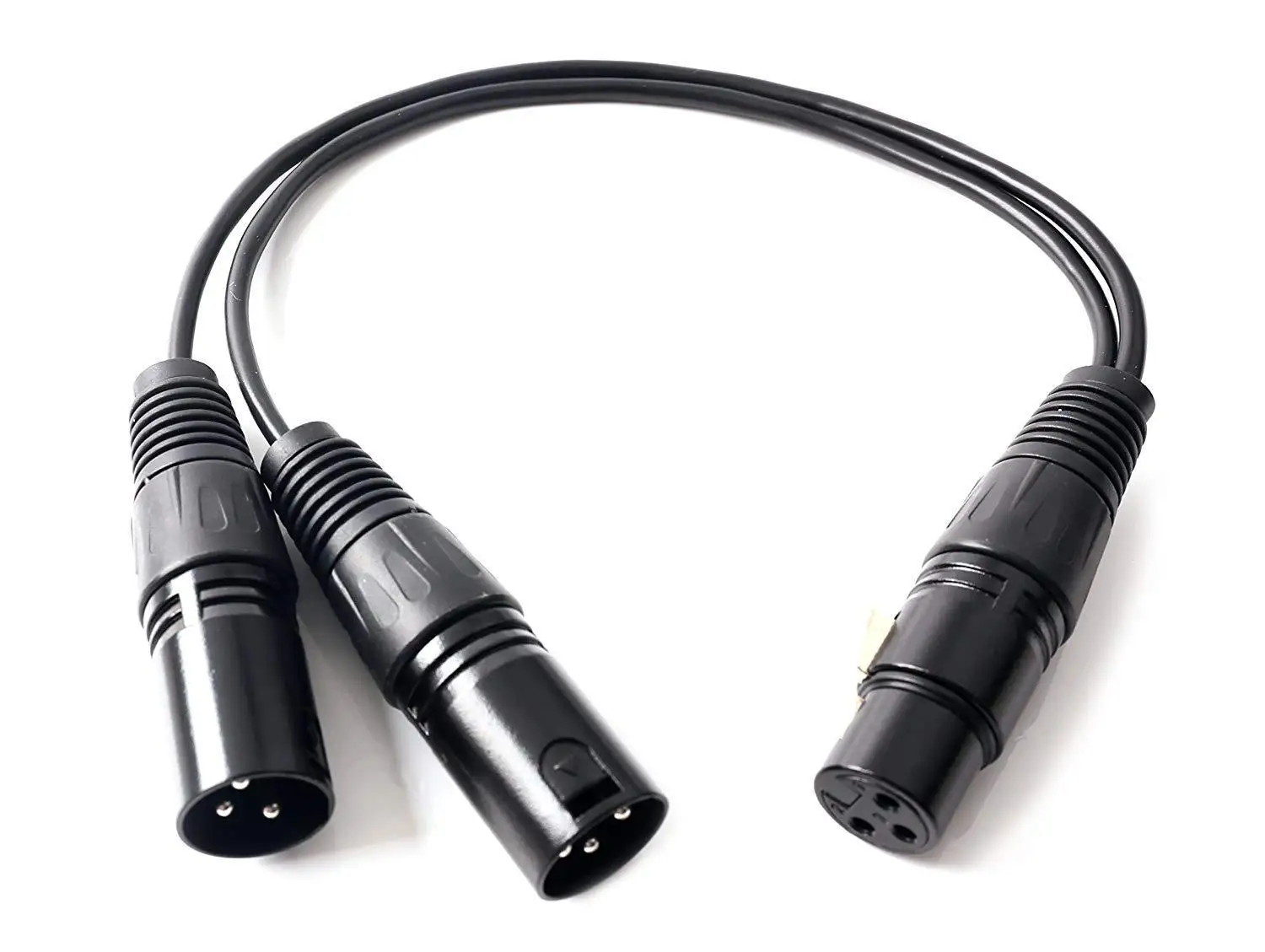 Computer Cables 1Ft 3Pin XLR Female Jack to 2 Male XLR Plug Y Splitter Adapter Cord MIC Microphone Audio Extension Adaptor Cable Wire Line Cable Length Black
