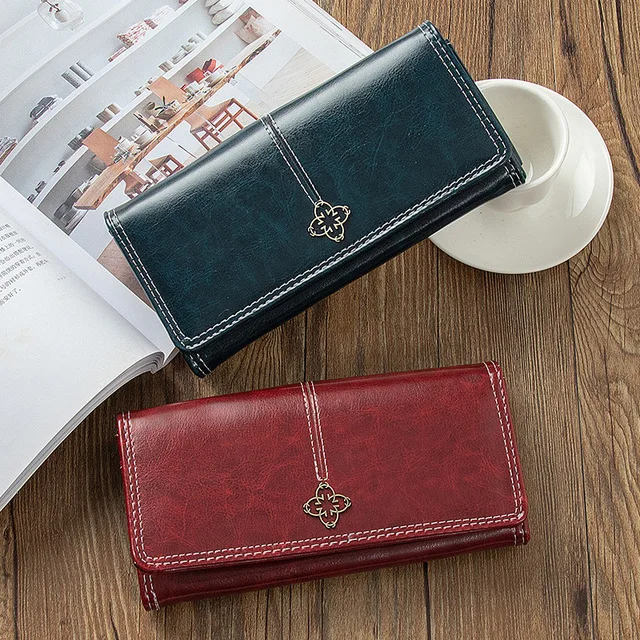 

Luxury Brand Designer Retro Women Long Wallets PU leather High capacity LONG WALLET ladies purse, Black and brown