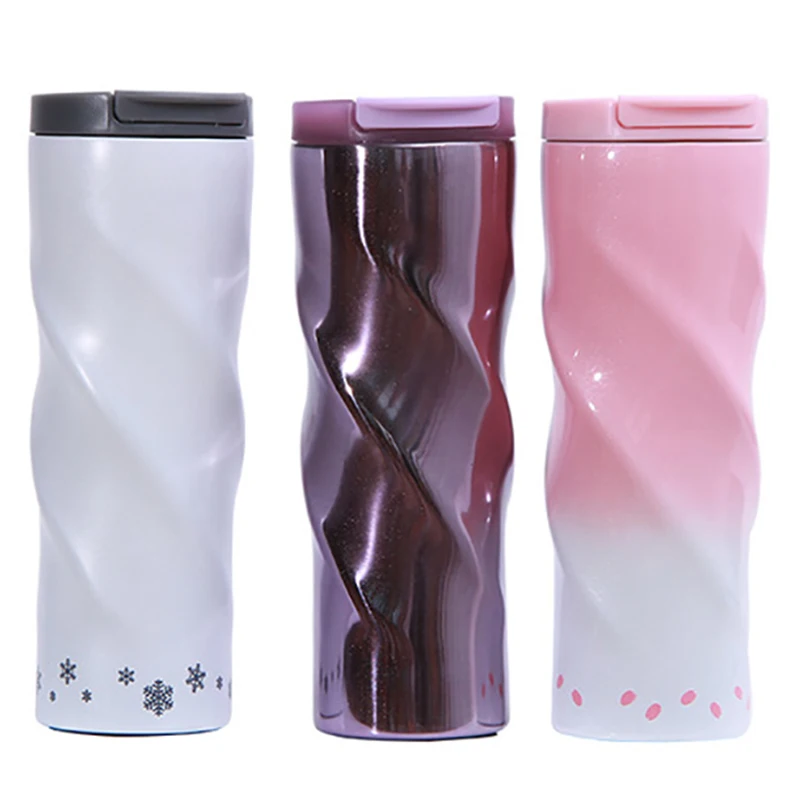 

480Ml Thermos Spiral Coffee Cup Stainless Steel Bottleinsulated Travel Coffee Mug Vacuum Flask