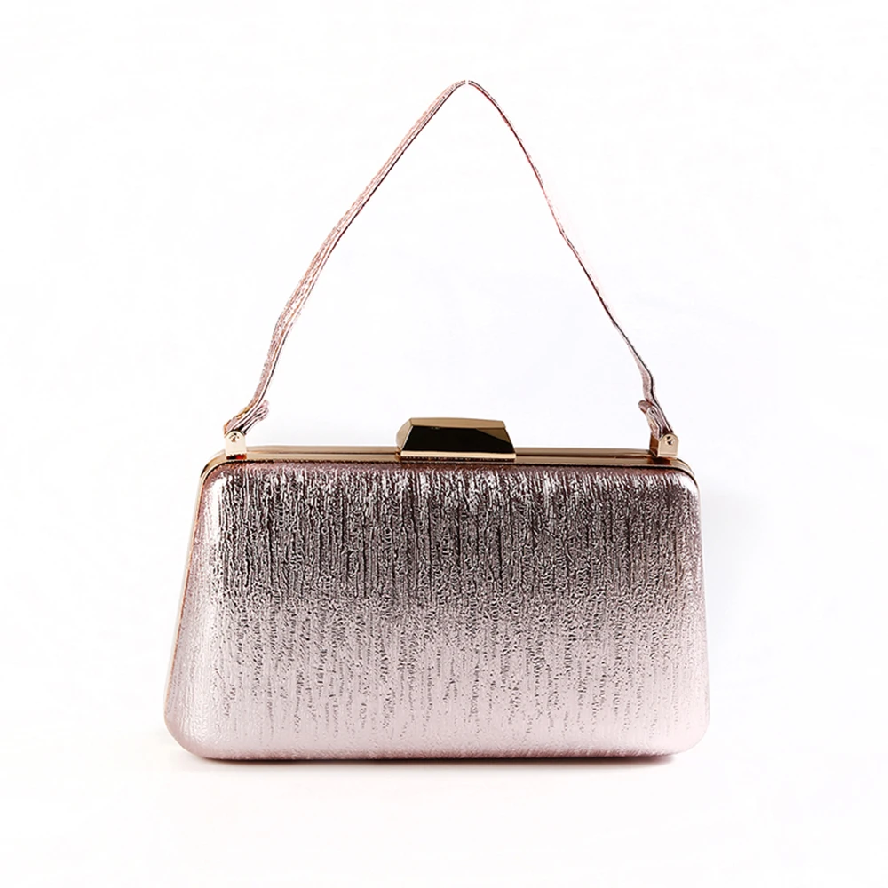 

Wholesale Handmade fashion Bark grain Pu Evening Bag chain handbag with PU handle For Wedding Banquet Party, Gold,champagne/customized colors