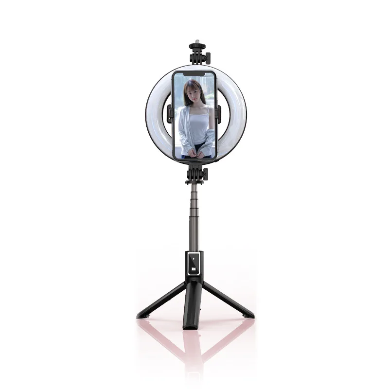 

6inch Selfie Ring Light detachable RK-02 foldable Tripod stand remote shutter Selfie Stick With 3 colors Led Light, Black white pink