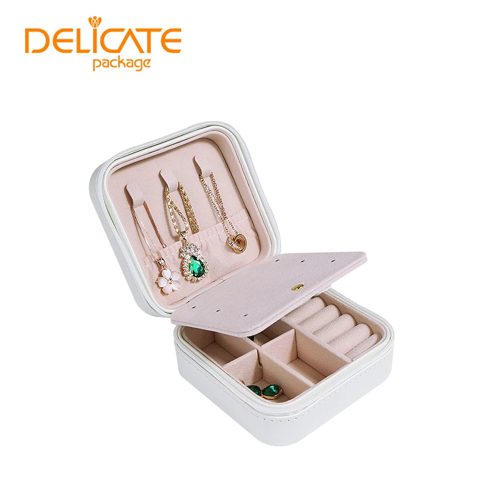 

jewelry storage box pe film travel plastic watch zipper double layer organizer holder with