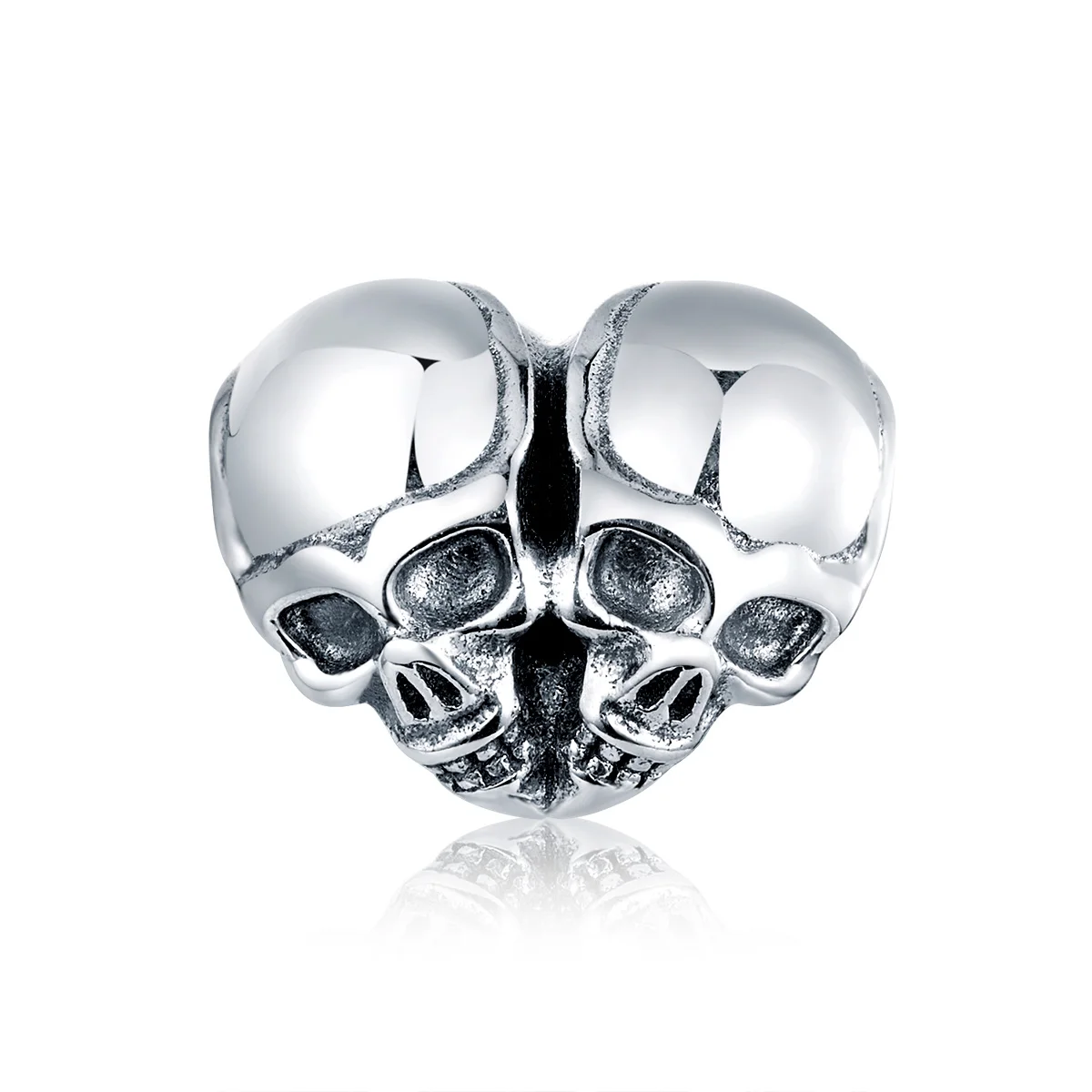 

BAMOER Authentic 925 Sterling Silver Punk Skulls Heart-shape Metal Charm for Bracelet or Bangle Luxury Brand Jewelry SCC1519