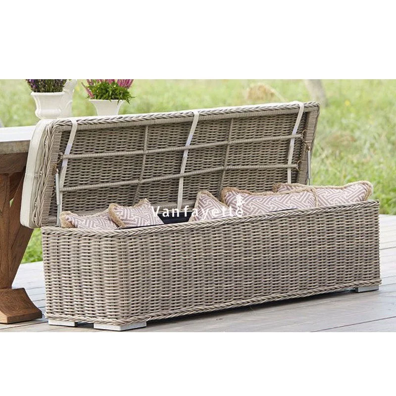 Deck Box Bench Outdoor Storage Seat Outdoor Wicker Storage Ottoman