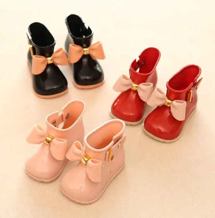 

2020091449 Little Girl Baby Girl Rain Shoes Jell PVC Bowknot Shoes