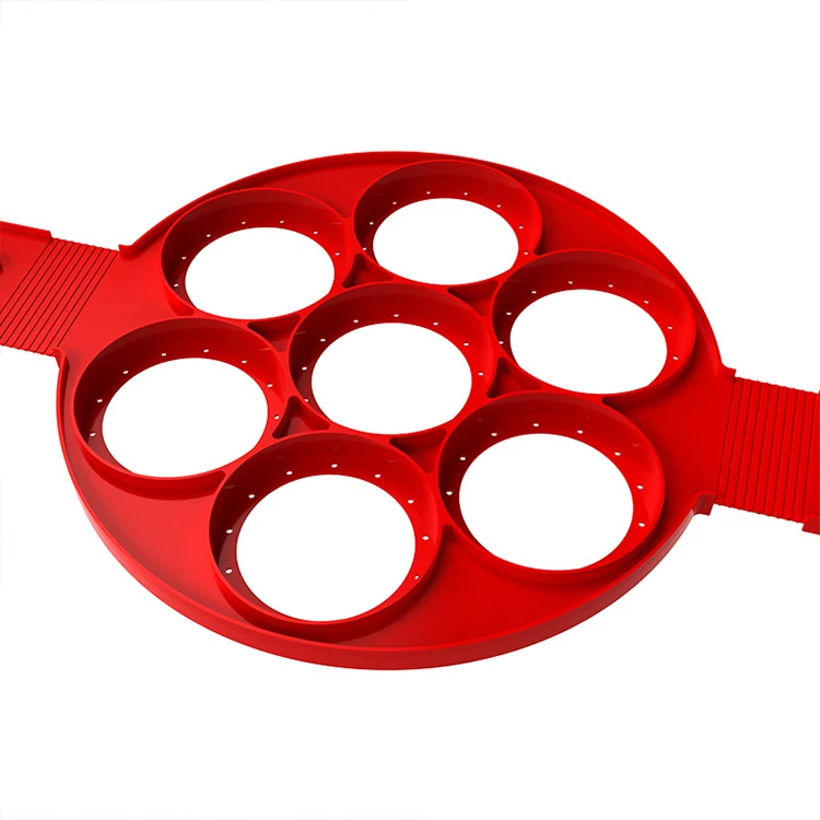 

7 Cavity Silicone Pancake Mold Eggs Mold Pastry Tools Fried Eggs Form Silicon Frying Egg Pan, Red,blakc