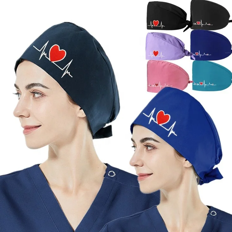 

professional 100% cotton logo custom medical hospital women's men's unisex doctor nurse working cap button scrub cap scrubs hat