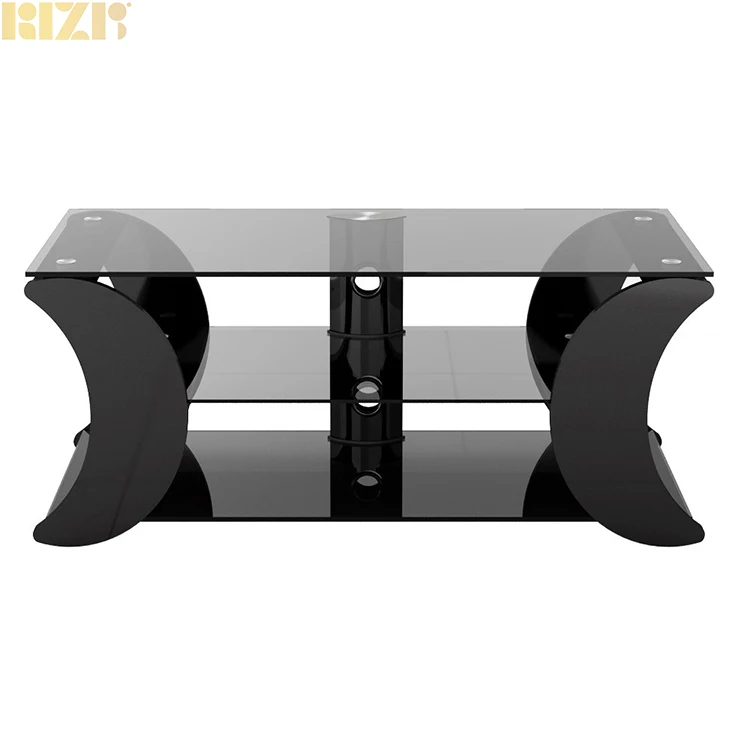 
Modern TV Stands Glossy Black colored Tempered glass tv stand furniture living room with 32