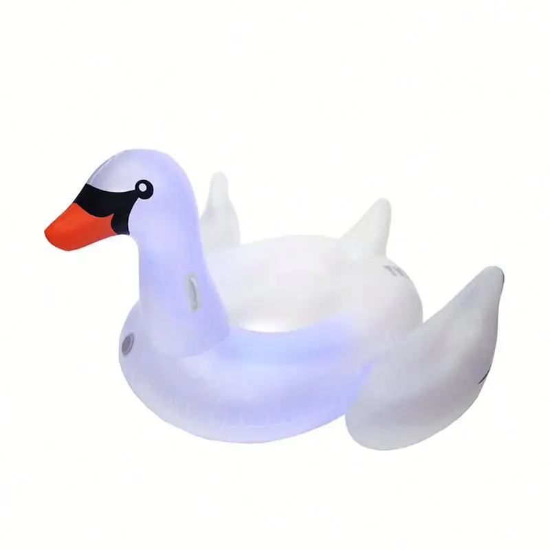 Large 3 Colors LED PVC Animal Inflatable Swan Swimming Pool Floats Toys For Adults