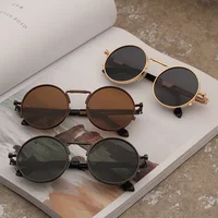 

Vintage Men Sunglasses Women Retro Punk Style Round Metal Frame Colorful Lens Sun Glasses Fashion Eyewear