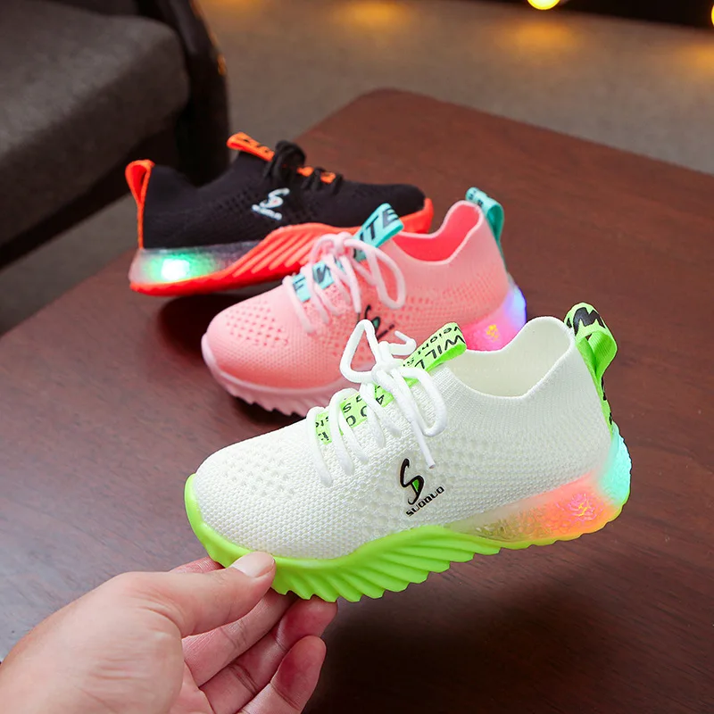 

Hot-selling spring and summer children's shoes children's LED lighting shoes boys and children's sports shoes, As shown