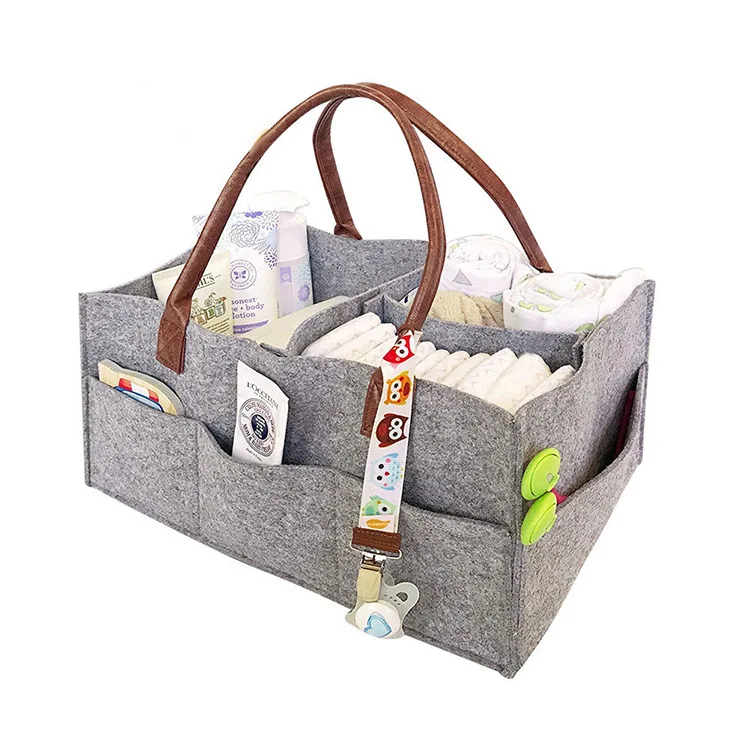 

Baby Diaper Caddy - Nursery Diaper Tote Bag - Large Portable Car Travel Organizer - Boy Girl Diaper Storage Bin