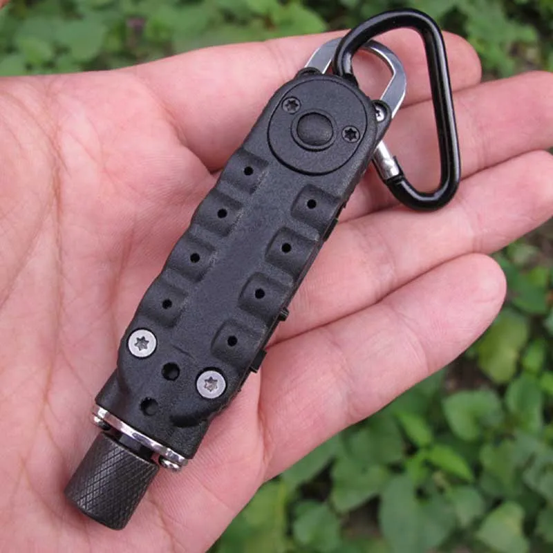 

Mini Black Driver with Hex Screwdriver Led Light Carabiner Outdoor Sports Camping Self Defense EDC Tools Tactical Kits