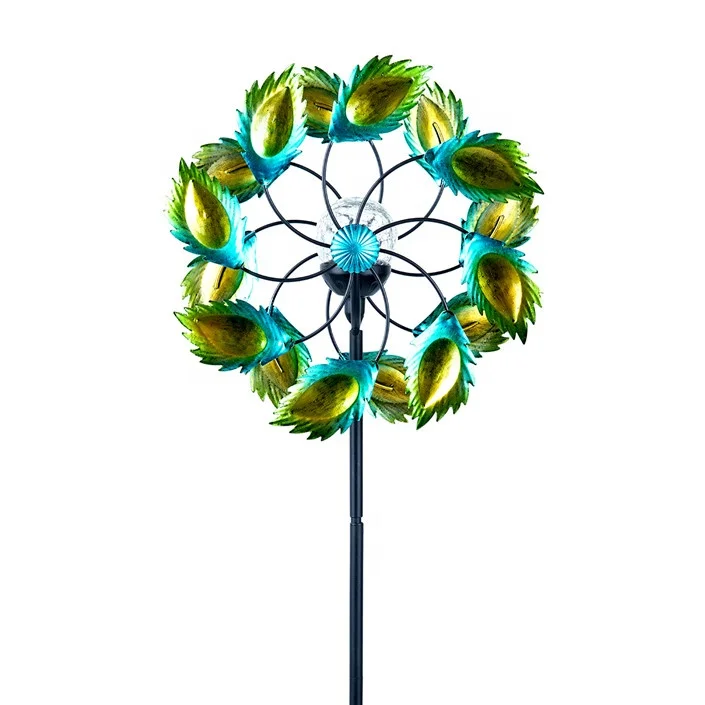 

Hourpark high-quality green peacock feature sculpture metal stake decor garden wind spinners