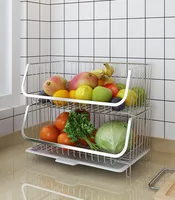 

Home Wire Basket for Storage Set of 2 Baskets - Stackable - Hanging Wall Shelf - Fruit Vegetable Organization