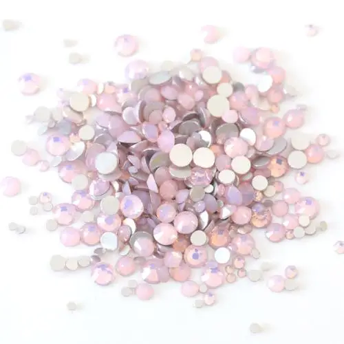 

Wholesale Mix Size Flat back Nail Opal Pink Crystal Glass Rhinestones for Art rhinestone embellishment, Opal color