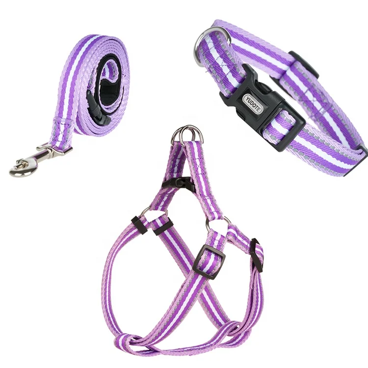 

Stock Reflective Strip Adjustable Neck Dog Harness Leash Collar, Blue,purple,red