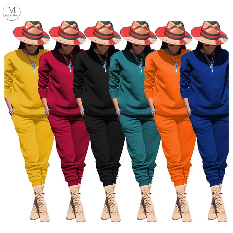 

Wholesale Casual Ladies Sweatshirt Sets Suits Women Two Piece Outfit Active Wear Autumn Custom Jogging Tracksuit Women Set, Picture