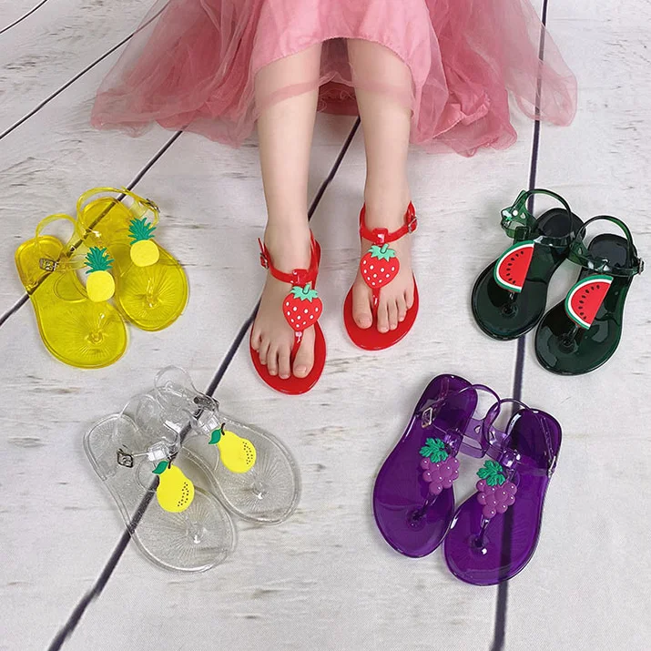 

Flat PVC Children Shoes Cute Fruit Wholesale Toddler Summer Jelly Kids Sandals