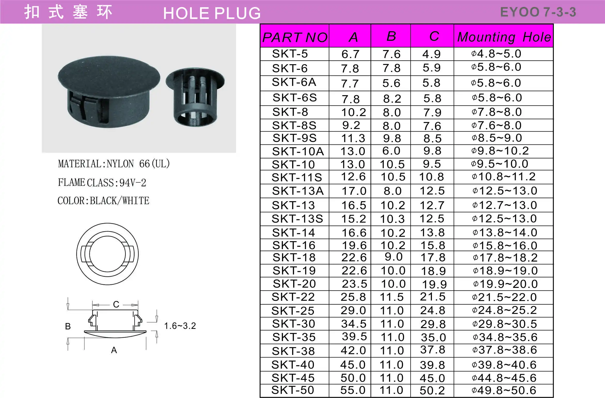 Details about   200Pcs SKT-14 Plastic Snap in Type Locking Hole Connectors Button Cover # 
