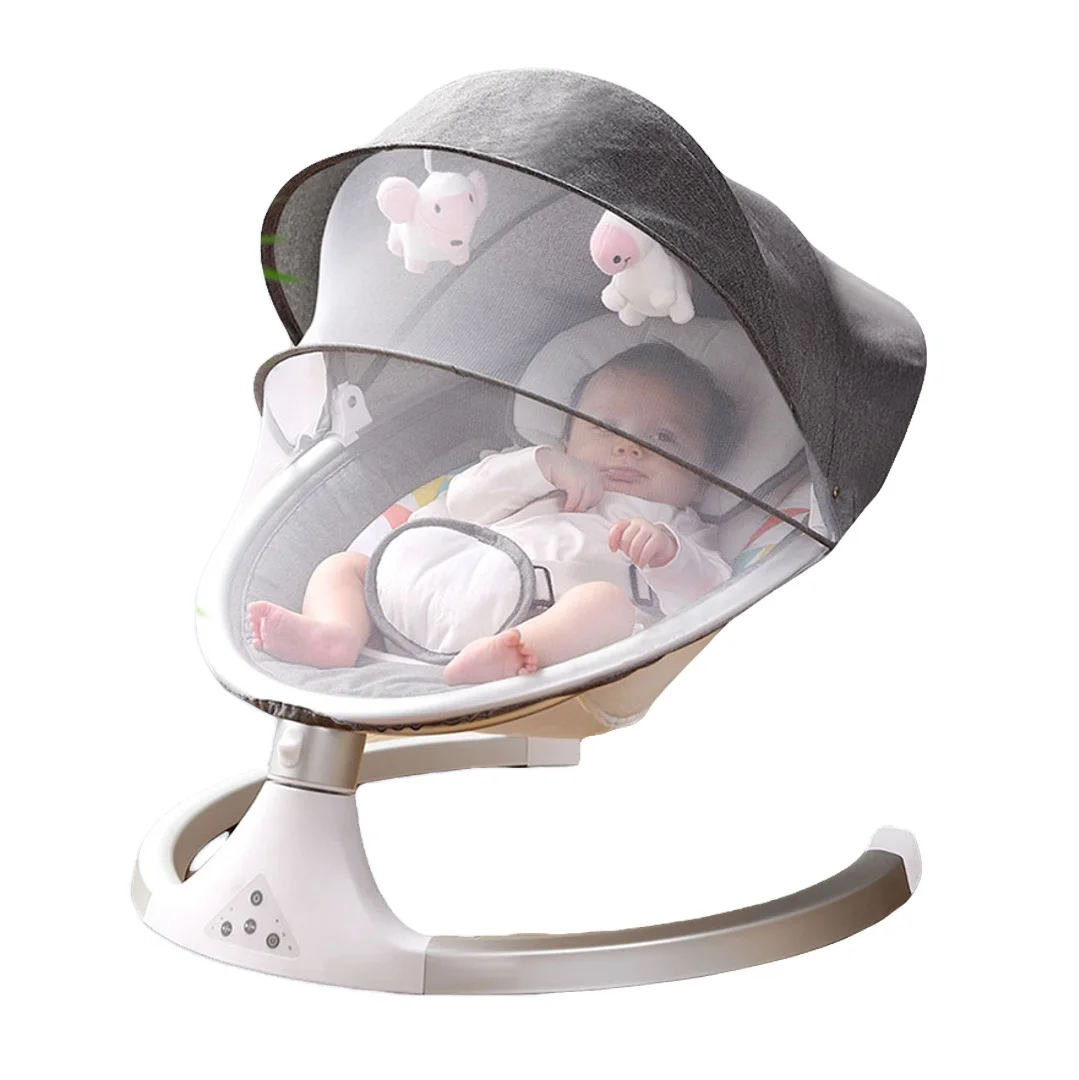 

New Model Automatic Baby Bouncer Electric Baby Rocking Chair Child Swing Bed Newborn Cradle Automatic Electric Baby Cribs Swing, Green, grey, pink
