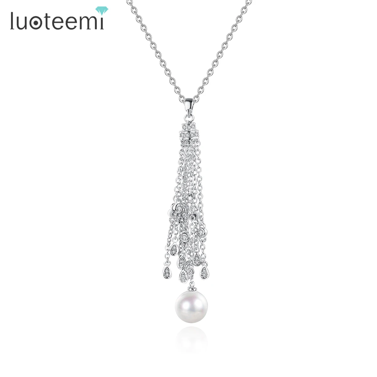 

LUOTEEMI New Styles Women Collares Collier Accessories Fashion Elegant Pearls Long Tassel Necklace