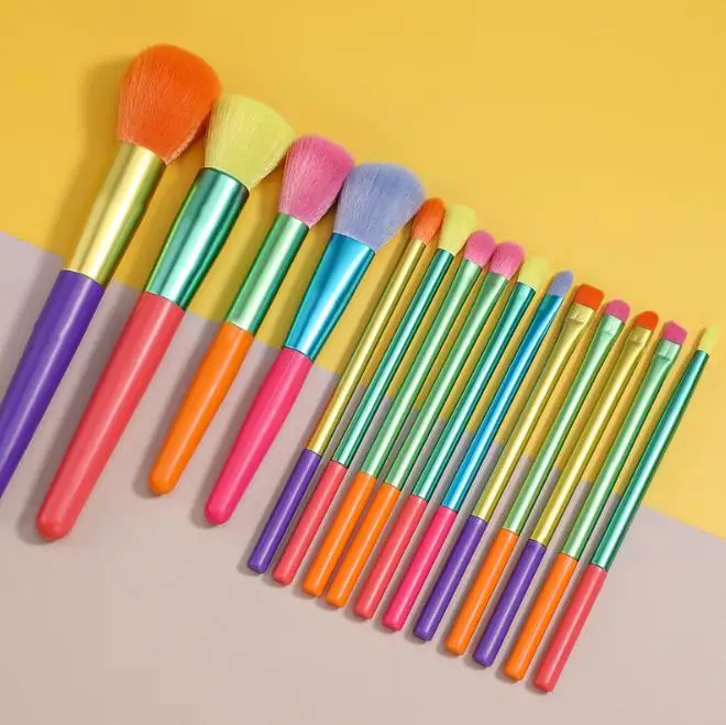 

Colorful Beauty Tools 15Pcs Professional Makeup Brush Set Foundation Fancy Cepillo De Maquillaje Makeup Brush Set, Oem
