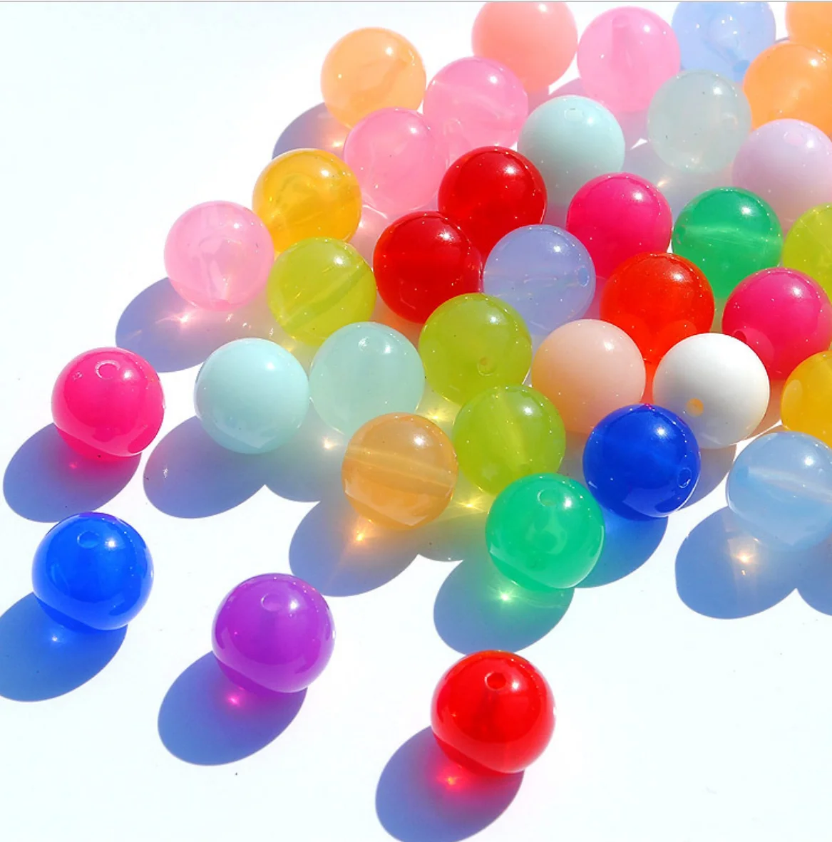 

6mm-12mm Multi jelly Colours acrylic beads with holes, Multi colors