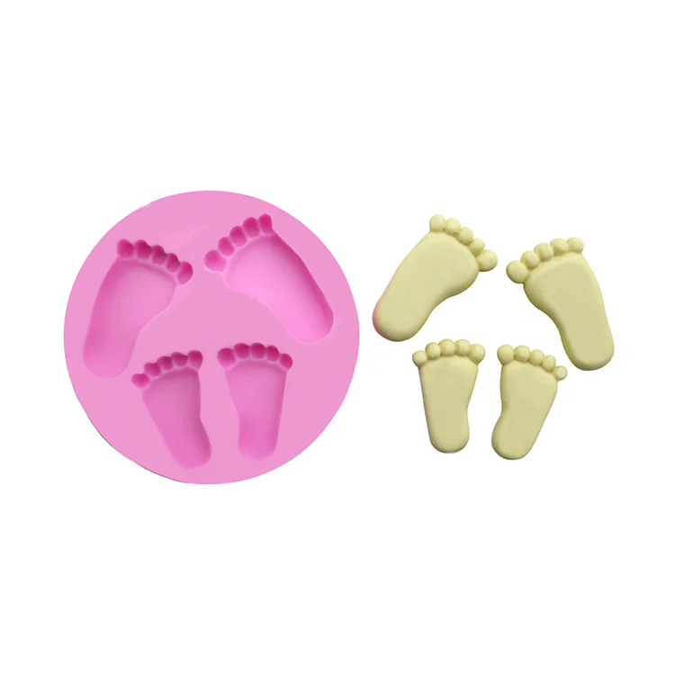 

Silicone baby feet fondant cake mold chocolate decoration tools, Pink