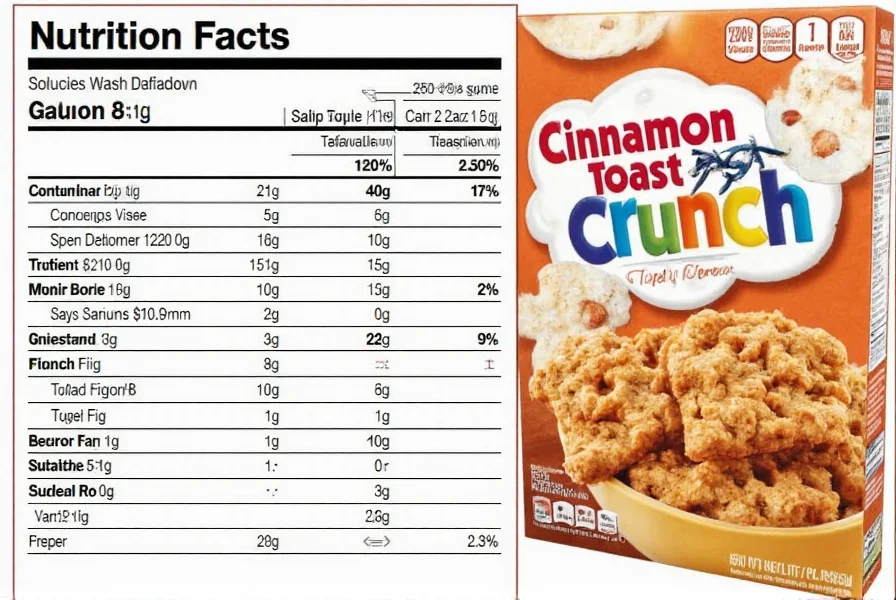 Side-by-side comparison of Cinnamon Toast Crunch nutrition label with three other popular breakfast cereals